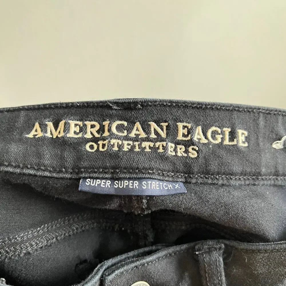 American Eagle Black Mid Rise Jegging Jeans Women's 4 Super Stretch Skinny